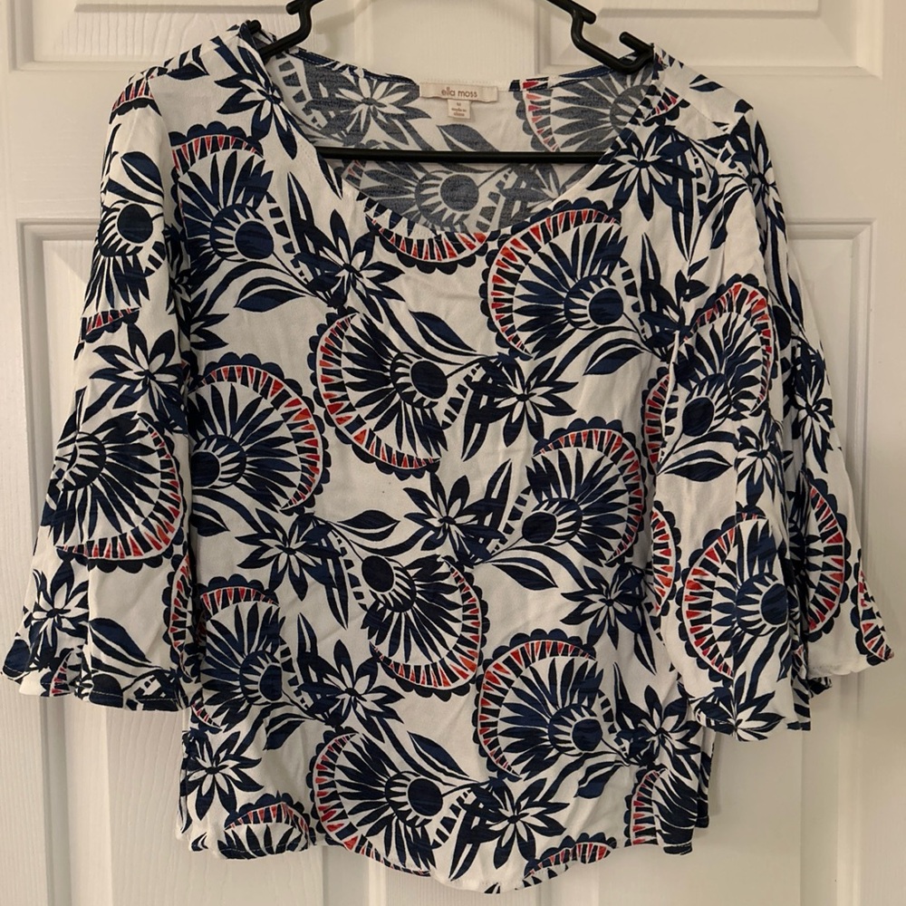 Ella Moss Red, White, Navy Medium Blouse